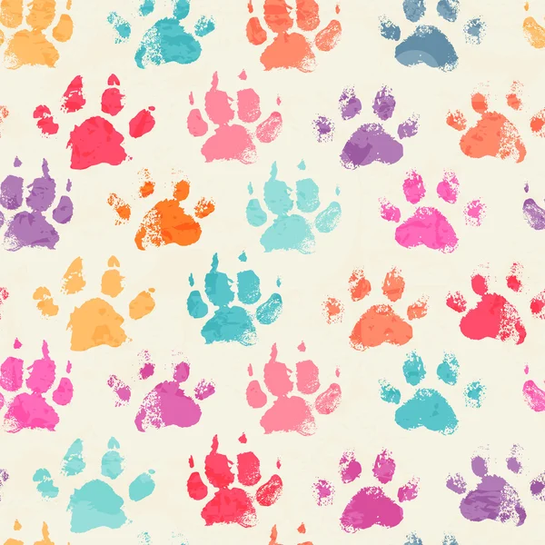 Abstract naadloze patroon met heldere kleurrijke hand paw prints — Stockvector