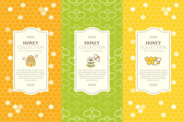 Vector ontwerp lay-outs-natuurlijke honing collectie — Stockvector