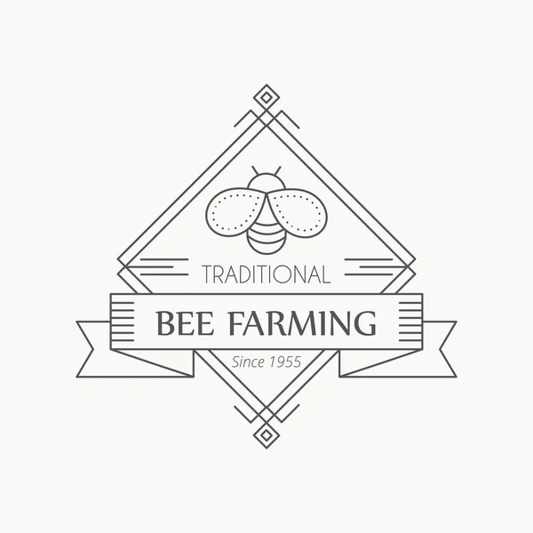 Rótulo do mel de vetor - agricultura tradicional de abelhas — Vetor de Stock