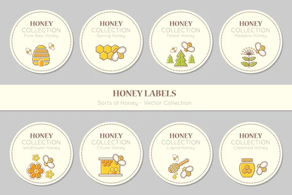 Vector label template design - natural honey collection — Stock Vector