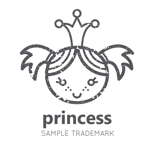 Babyish pictogram met meisje baby prinsesje in vlakke lineaire stijl. — Stockvector
