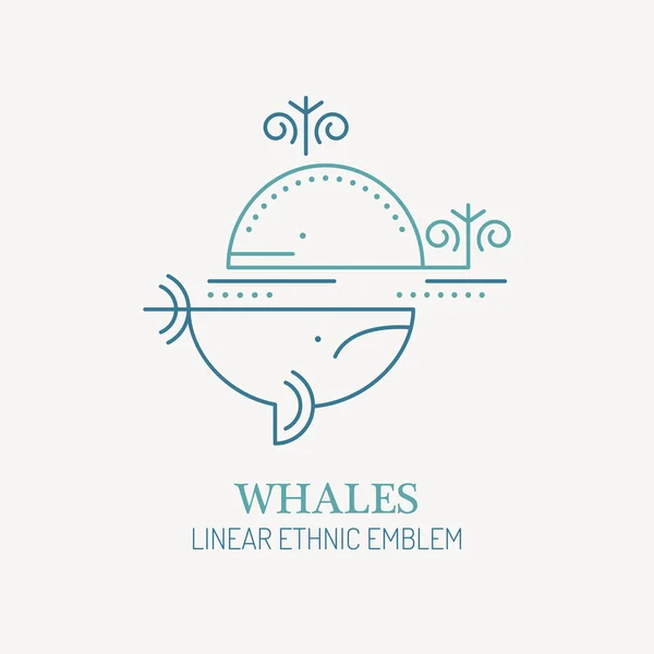 Baleines marines de style ligne - sauver l'illustration vectorielle des géants . — Image vectorielle