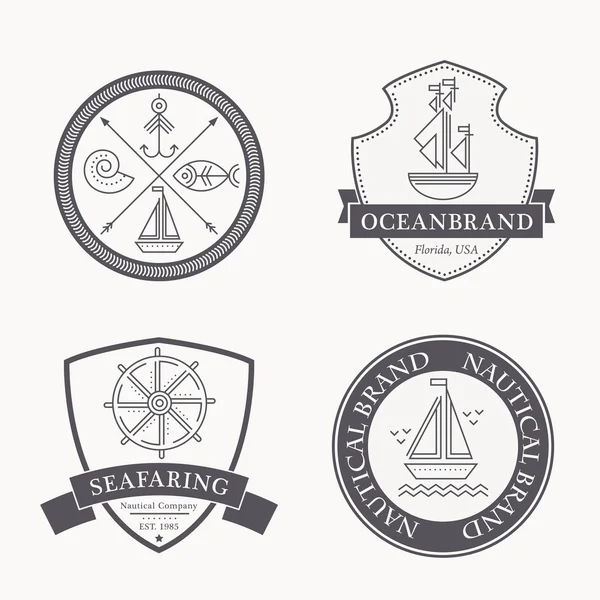 Zestaw odznaki żeglarstwo morskie, etykiety i logo — Wektor stockowy