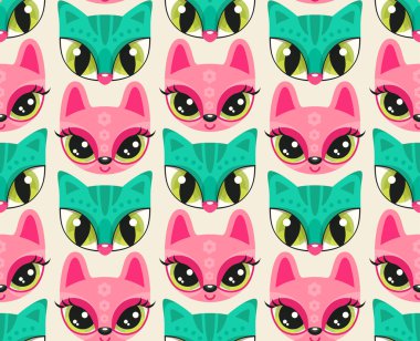 Düz stil şirin hayvan Ağızlıklar ile Seamless Modeli.