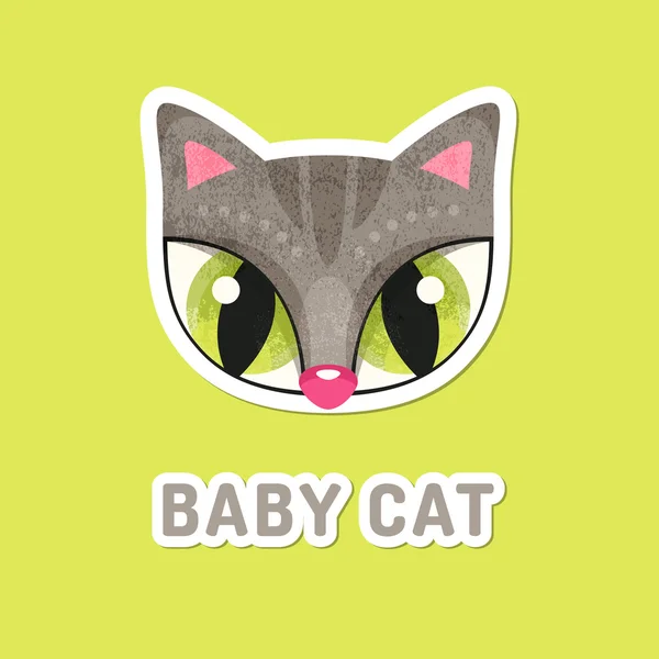 Graue Babykatze mit extrem großen Augen. — Stockvektor