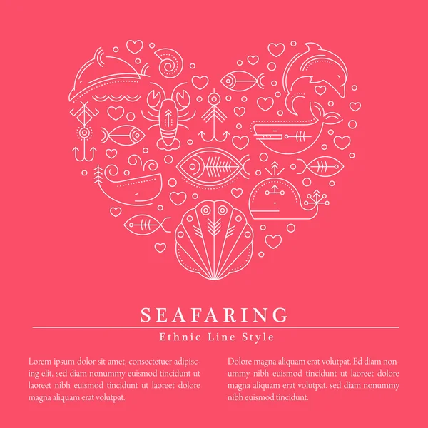 Векторні ілюстрації з викладеними ознаками морських тварин, що формують серце — стоковий вектор