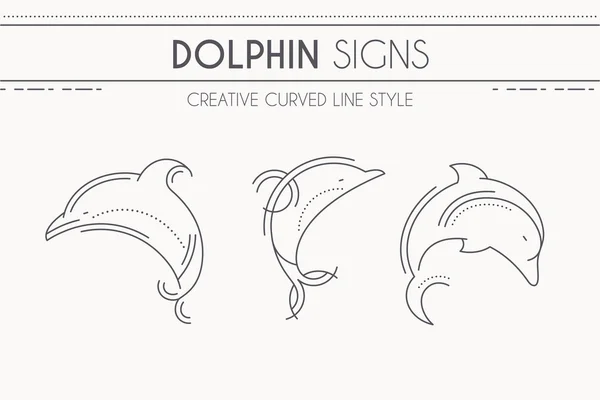 Lijn stijl whale - dunne lijn stijl vectorillustratie — Stockvector
