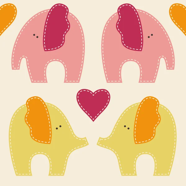 Modèle sans couture vectoriel avec des éléphants colorés mignons — Image vectorielle