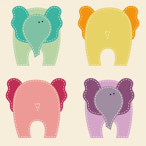 Modèle sans couture vectoriel avec des éléphants colorés mignons — Image vectorielle