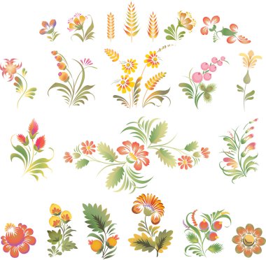 Vektör çiçek Ukrayna halk tarzında kümesi