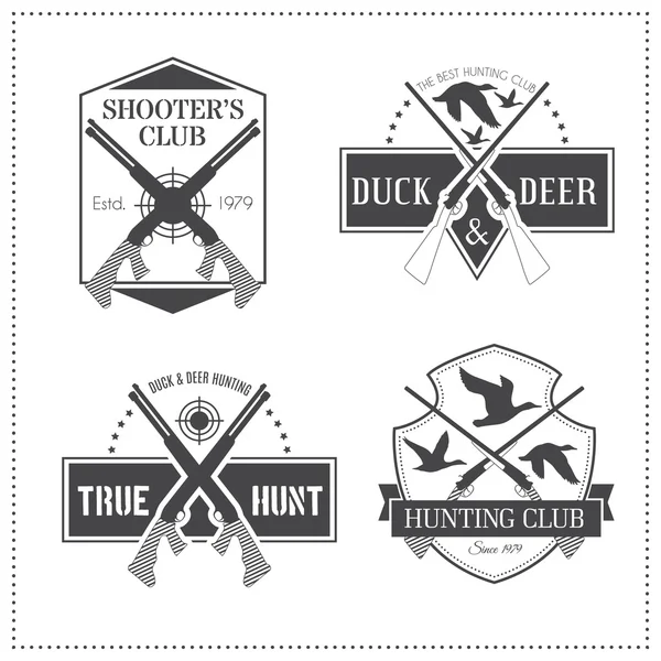 Set of 4 vintage hunting emblems — Stock Vector