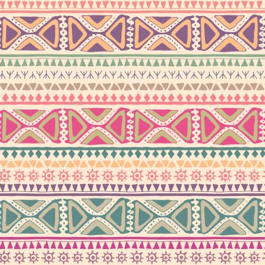 El çekilmiş kabile seamless modeli ile geometrik süsleme.