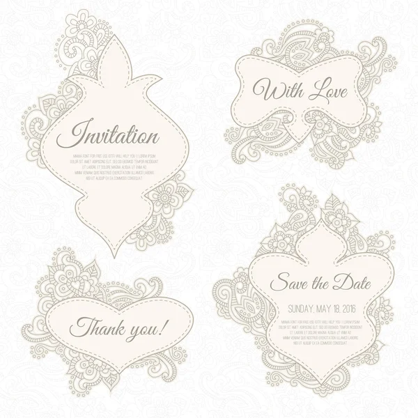 Hochzeits-, Einladungs- oder Jubiläums-Karten mit romantischem floralen Hintergrund — Stockvektor