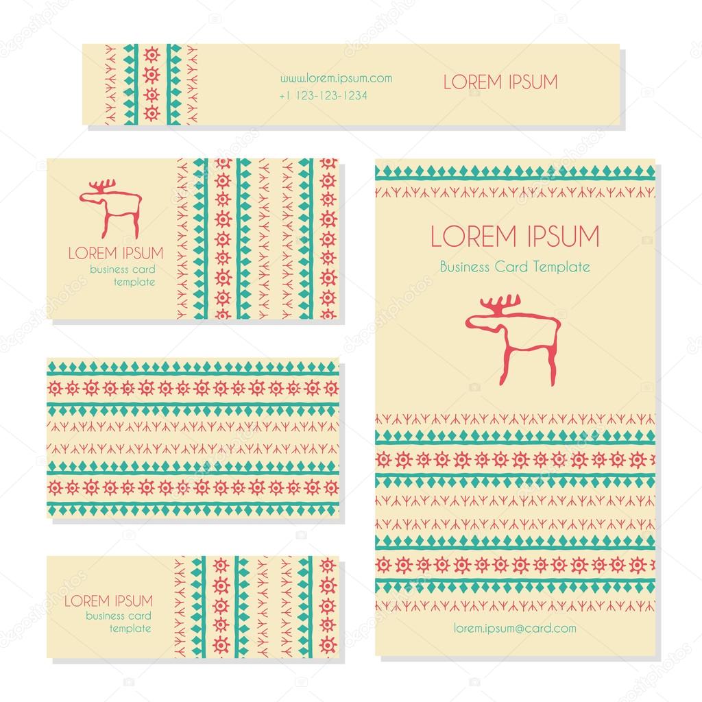 Set of business card templates  in ethnic style