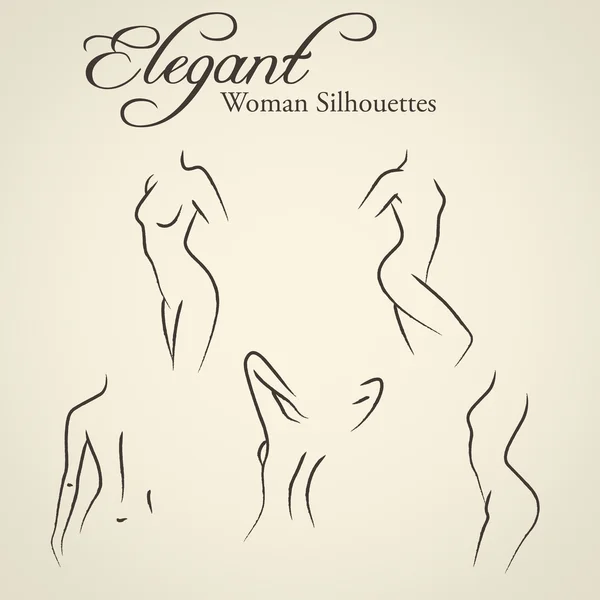 Elegant kvinna silhuetter — Stock vektor