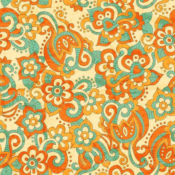 Patrón floral inconsútil en estilete garabato — Vector de stock