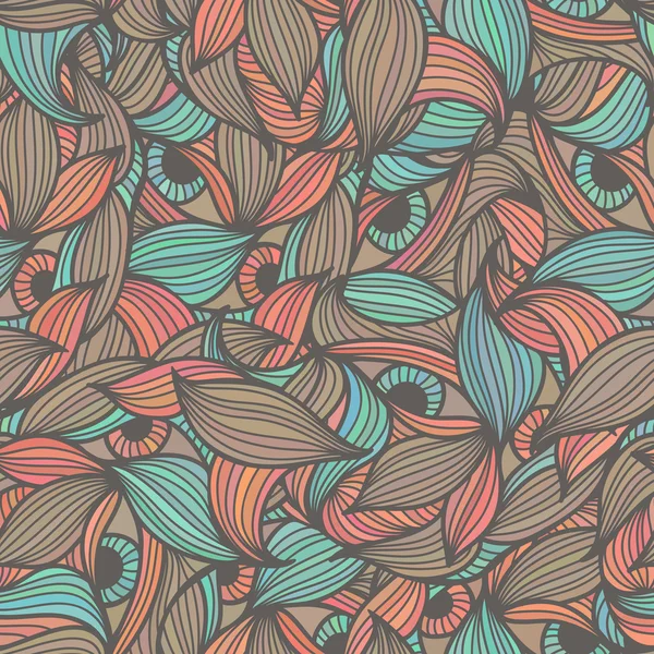 Seamless pattern with stylized leaves and eyes — Stockvector