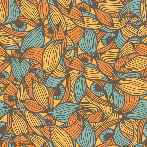 Seamless pattern with stylized leaves and eyes — Διανυσματικό Αρχείο