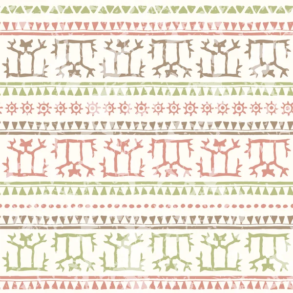 Hand drawn tribal seamless pattern with ancient geometric ornament — Stockvector