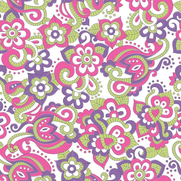 Patrón floral inconsútil en estilete garabato — Vector de stock