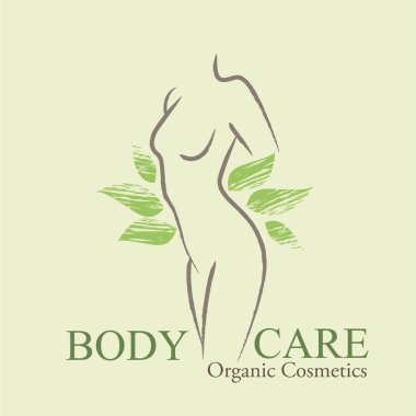 Organic Cosmetics Design elements with contoured woman's silhouette
