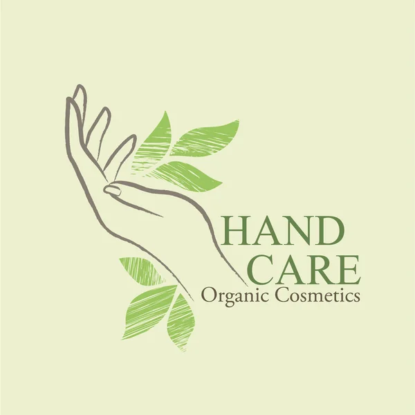 Organic Cosmetics Desain elemen dengan tangan wanita contoured - Stok Vektor