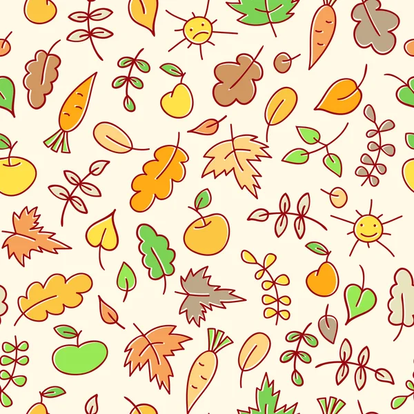 Herfst simless patroon in een kinderachtig stijl — Stockvector