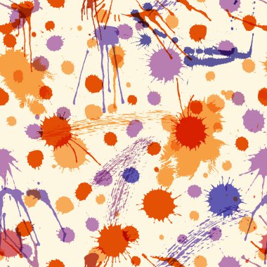 Abstract seamless pattern with colorful hand drawn blots