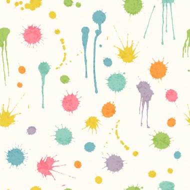 Abstract seamless pattern with bright colorful hand drawn blots