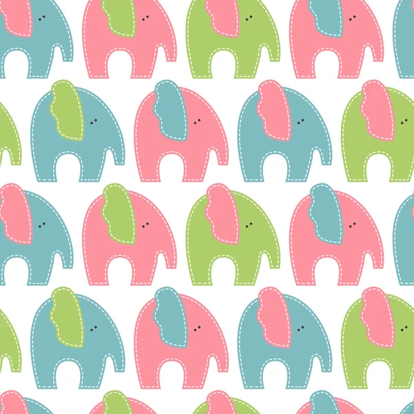 Lindo patrón sin costura de dibujos animados con elefantes — Vector de stock