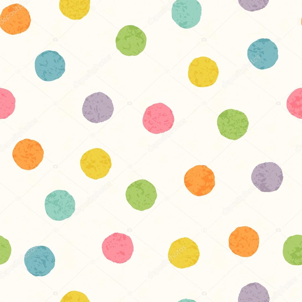 Abstract seamless pattern with bright colorful hand drawn dots