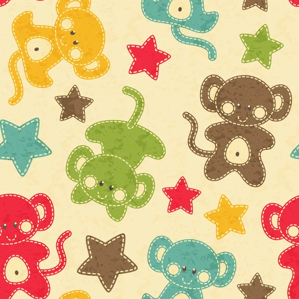 Conjunto de monos de año nuevo Kawaii — Vector de stock