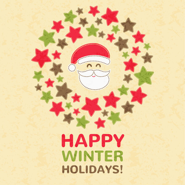 New Year Greeting Card with Christmas wreath