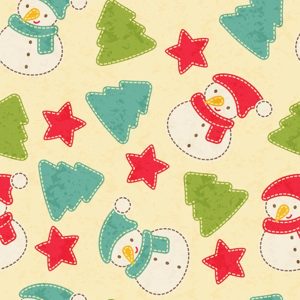 Modèle sans couture de Noël enfant avec bonhommes de neige — Image vectorielle