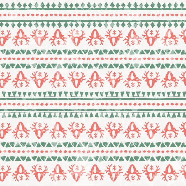 Ручной рисунок племени с оленями и геометрическим орнаментом — стоковый вектор