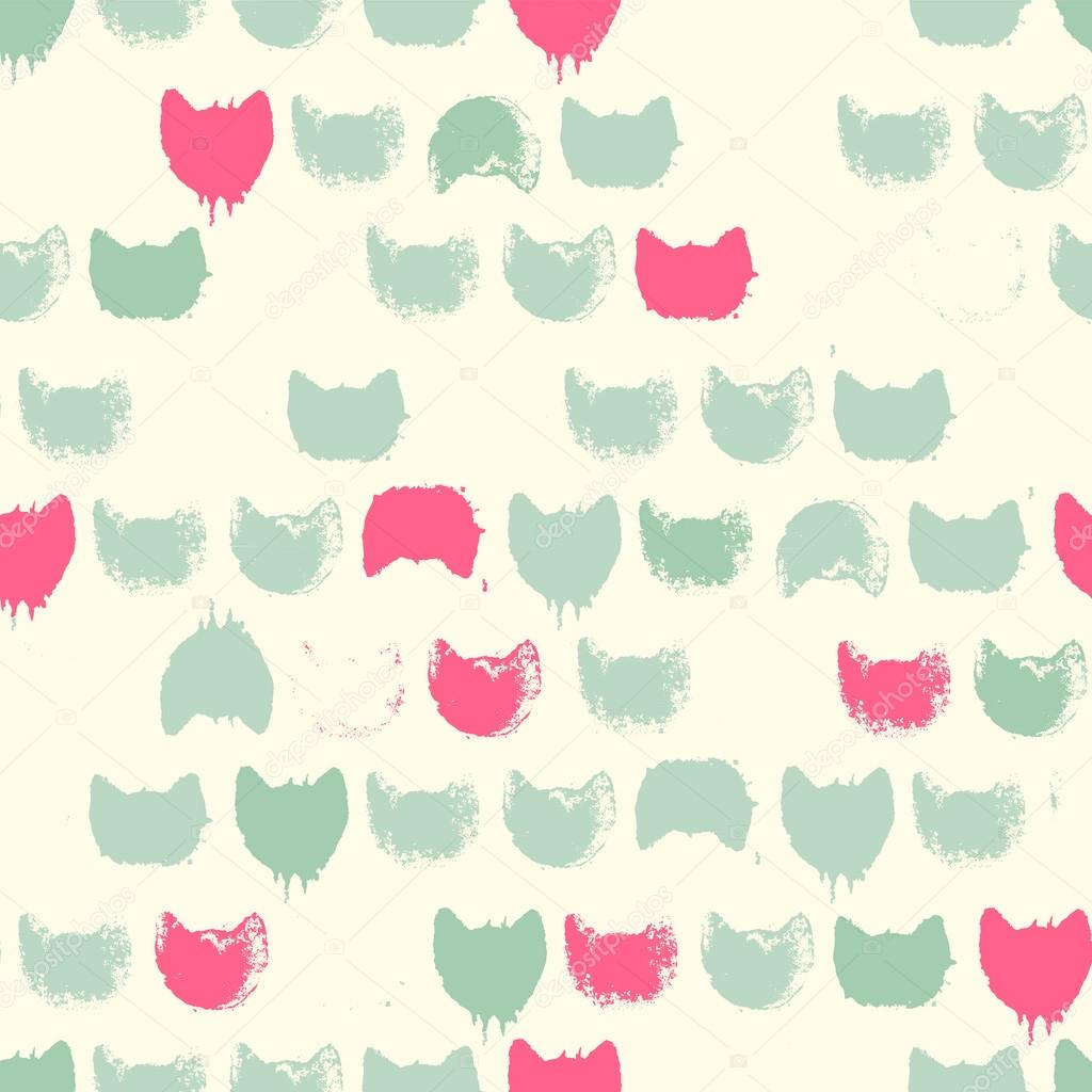 Vector seamless pattern with cat head