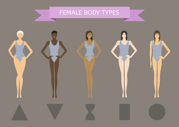 Ensemble de types de forme du corps féminin — Image vectorielle