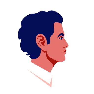 Erkekler bir profil oluşturur. Kafkasyalı bir adamın yüzü. Sosyal ağlar için Avatar. Vektör düz resimleme