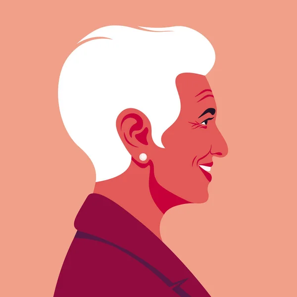 Perfil Una Anciana Latinoamericana Cara Abuela Está Costado Avatar Negocios — Vector de stock