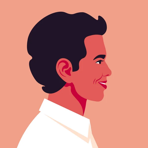 Latinamerikansk Man Skrattar Porträtt Kille Profil Lyckligt Ansikte Sidovy Avatar — Stock vektor