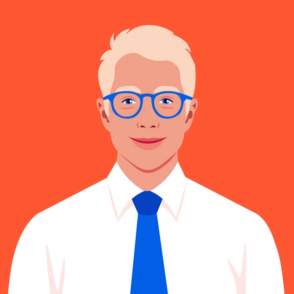 Blond Mans Face Avatar Happy Businessman Young Politician Smiles Vector — Stock Vector