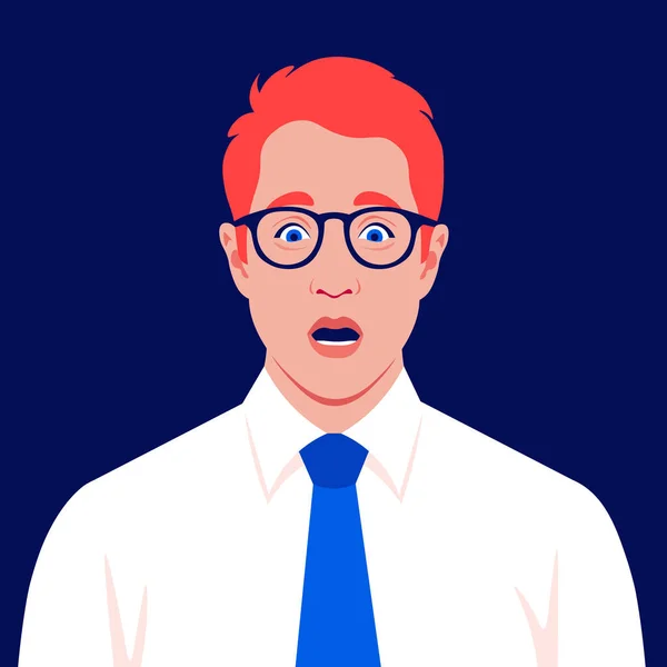 Redhead Businessman Feels Stress Fear Horror Frightened Man Face Vector — Stock Vector