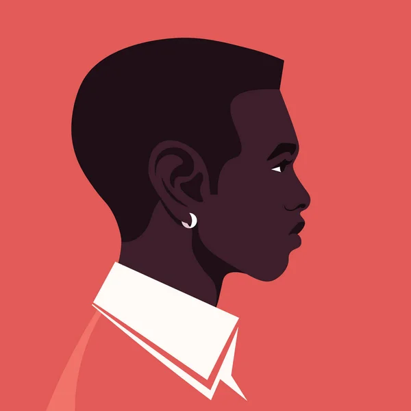 Porträtt Afrikansk Man Profil Killarnas Huvud Sidan Mångfald Avatar Vektor — Stock vektor