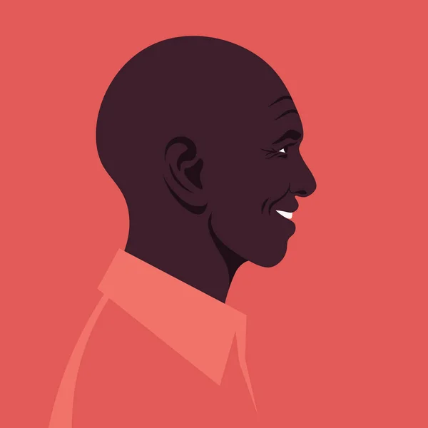 Profilo Anziano Africano Volto Del Nonno Felice Lato Avatar Illustrazione — Vettoriale Stock