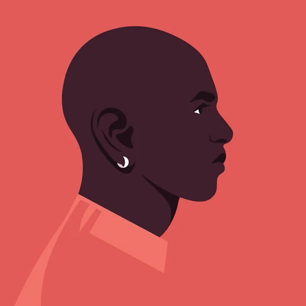 Retrato Homem Africano Perfil Cara Humano Vista Lateral Avatar Ilustração — Vetor de Stock