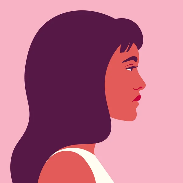 Porträt Einer Jungen Hispanischen Frau Profil Der Kopf Ist Auf — Stockvektor