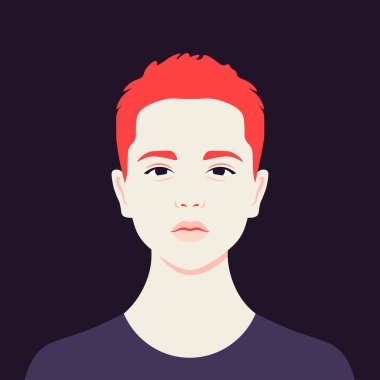 Geceleri yorgun, kızıl saçlı bir genç. Yorgunluk, depresyon. Sınavlardan yorgun düşmüş bir öğrenci. Vektör düz resimleme