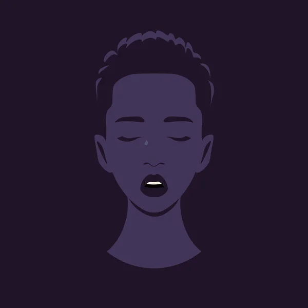 Adolescente Africano Está Chorar Avatar Estudante Triste Falha Desespero Genderqueer — Vetor de Stock