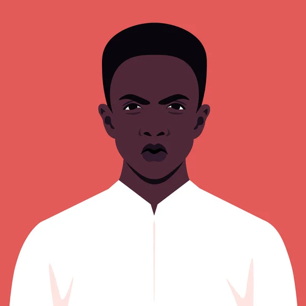 Avatar Van Een Afrikaanse Boze Man Het Portret Van Een — Stockvector
