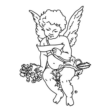 Vektör elle çizilmiş Cupid izole